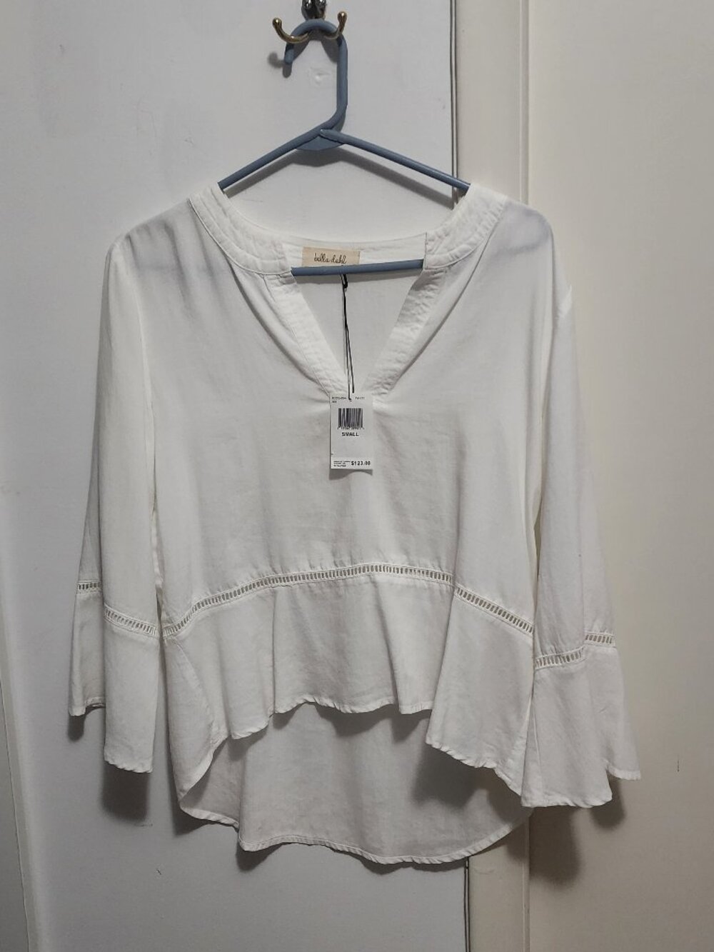 BELLA DAHL LONG SLEEVE WHITE BLOUSE TOP TENCEL LYOCELL WOMENS S SMALL